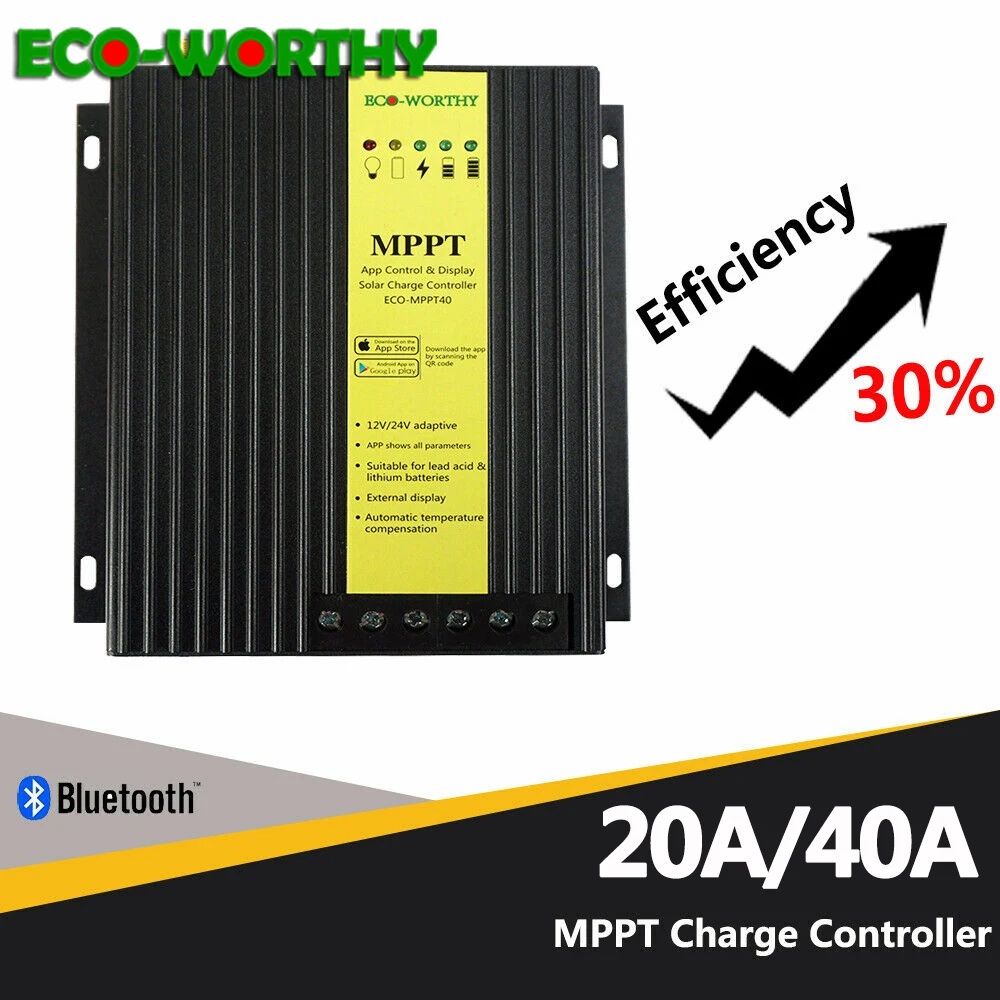 ECOworthy 20A/40A MPPT Солнечное зарядное устройство контроллер с функцией Bluetooth солнечные