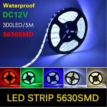 

Waterproof 5M LED Strip 5630 (5730) SMD 60LEDs/M Flexible DC 12V Red, Green, Blue, White, Warm White