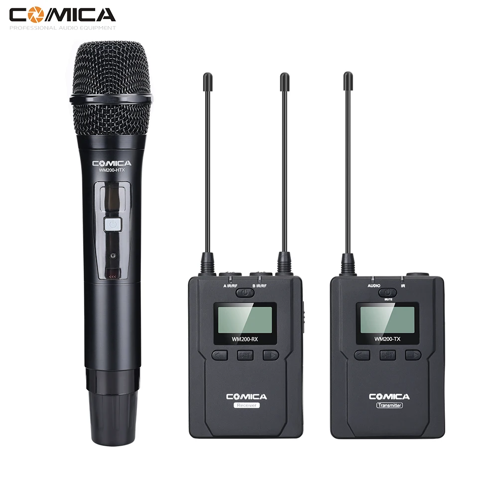 

COMICA UHF 96-channels Full Metal UHF Wireless Microphone Set 16-level Adjustable Volume Auto IR Channel-match Stereo/Mono Mic