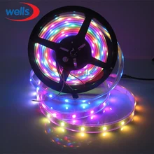 Tira led de 1m/4m/5m, cor completa, ws2812b, controle por pixel inteligente, 30/60/144leds/m individualmente endereçável 5v à prova d' água/não-impermeável