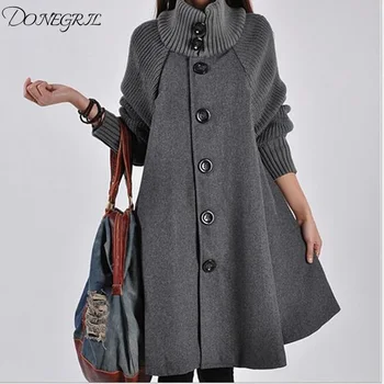 

2019 Autumn Winter New Korean High Quality Women Coats Long Loose Woolen Coat Cloak A-Line Wool Coat for Women