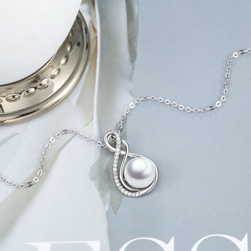 925 серебряная капля воды ожерелье с цирконием женская элегантная жемчужная подвеска ожерелье подарок для матери(JewelOra NE103196