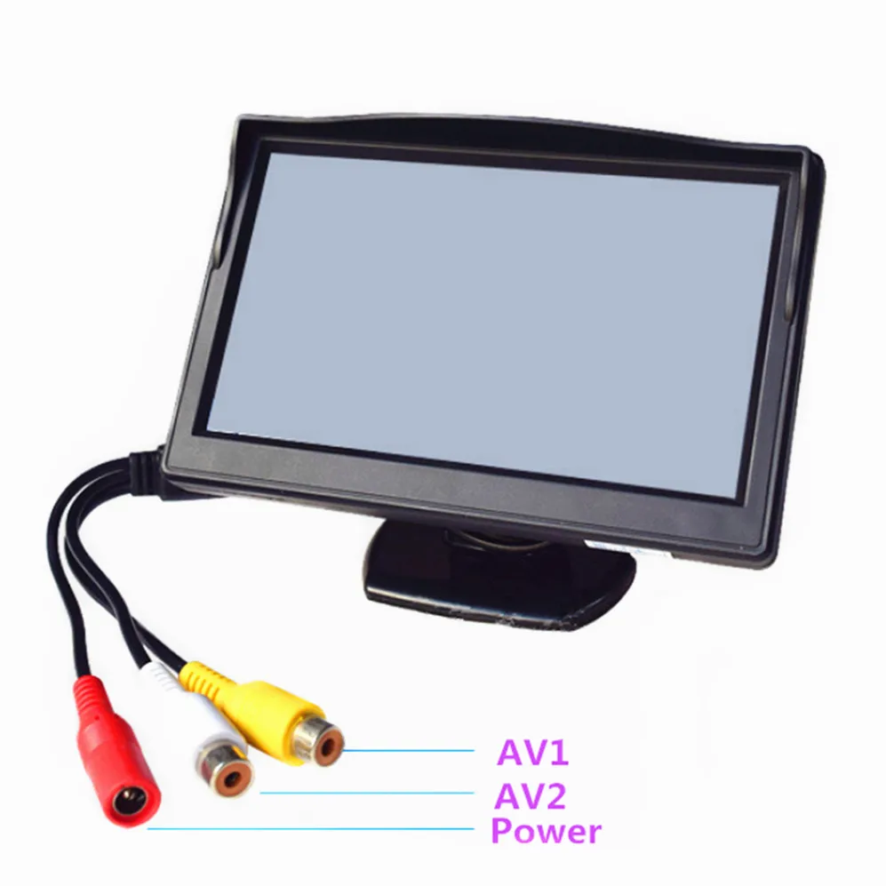 Монитор автомобильный TFT LCD HD800 * 480 5 дюймов с 2 видеовходами проводной или