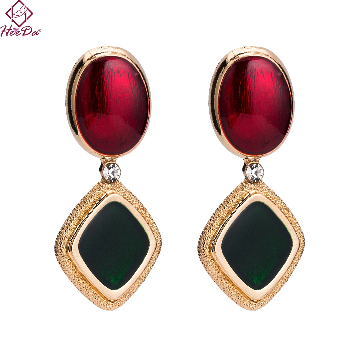

Heeda Kpop Big Name New Fashion Paint Stud Earrings Women Vintage Graceful Red Green Joker Earring Lady Party Statement Jewelry