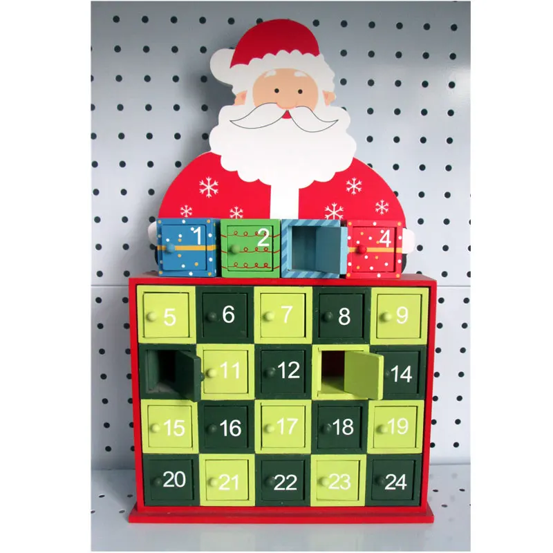 

20*40CM Wooden Santa Claus Advent Calendar Christmas DIY Gifts Candy Storage For Advent Calendar Countdown House
