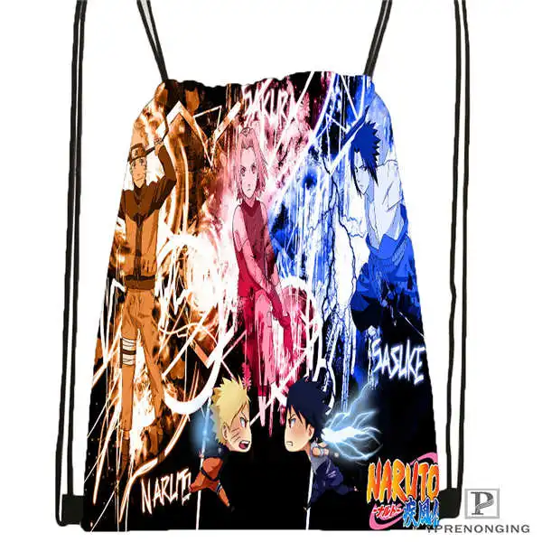 Drawstring Backpack Стикеры с Наруто походная сумка на шнурке милый рюкзак для детей(черная спинка) 31x40 см#2018611-2(5 - Цвет: Drawstring Backpack