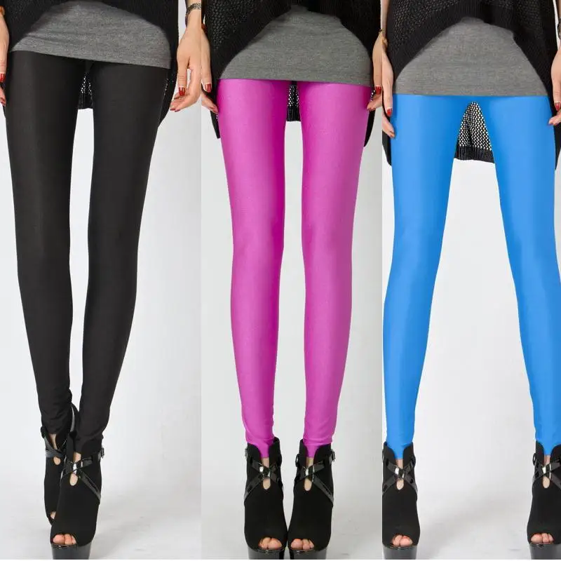 Women Candy Colors Pencil Leggings Autumn Stretchy Trousers Full Length ...