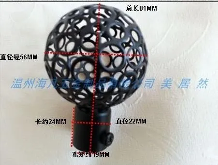 2 шт./лот, для 19 мм стержня, европейский стиль, черный полый шар, римская головка стержня, аксессуары для занавесок