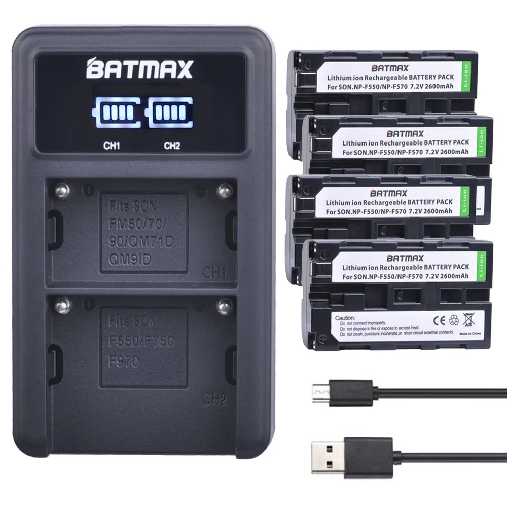 4X 2600 мАч NP F550 F330 F530 F570 батарея + LED USB двойное зарядное устройство для Sony F730 F750 CCD