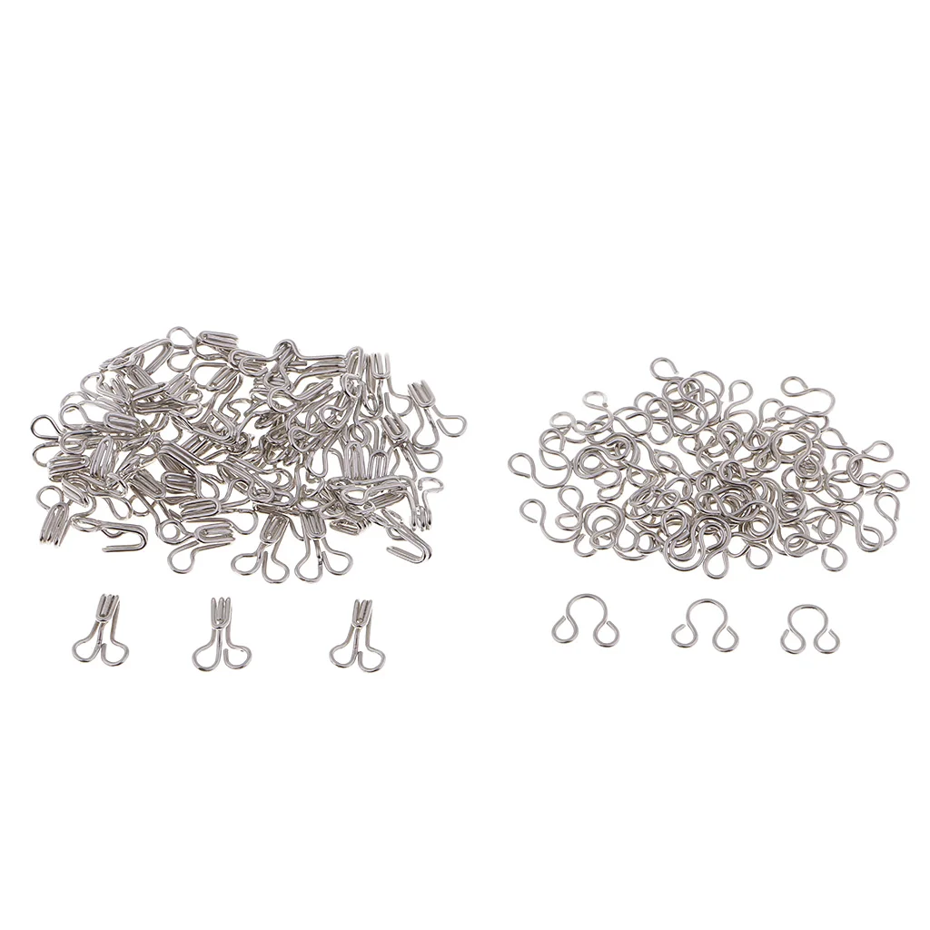 fityle 100 Sets Iron Hook and Eye Sewing Fasteners for Skirt Collar Bra Dress Sew On DIY Accessory