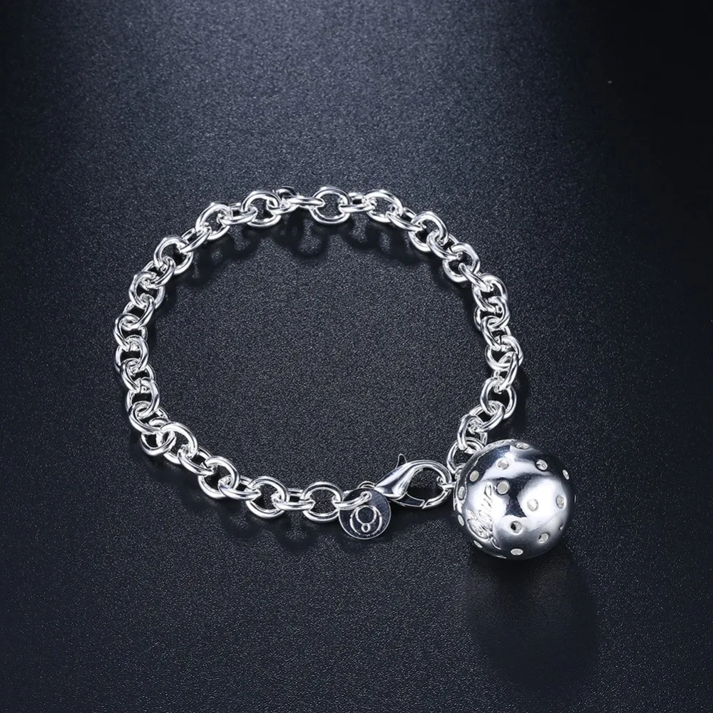 

Hot silver chain bracelet with hollow ball women classic charm jewelry top quality Cool birthday gift Europe Hot