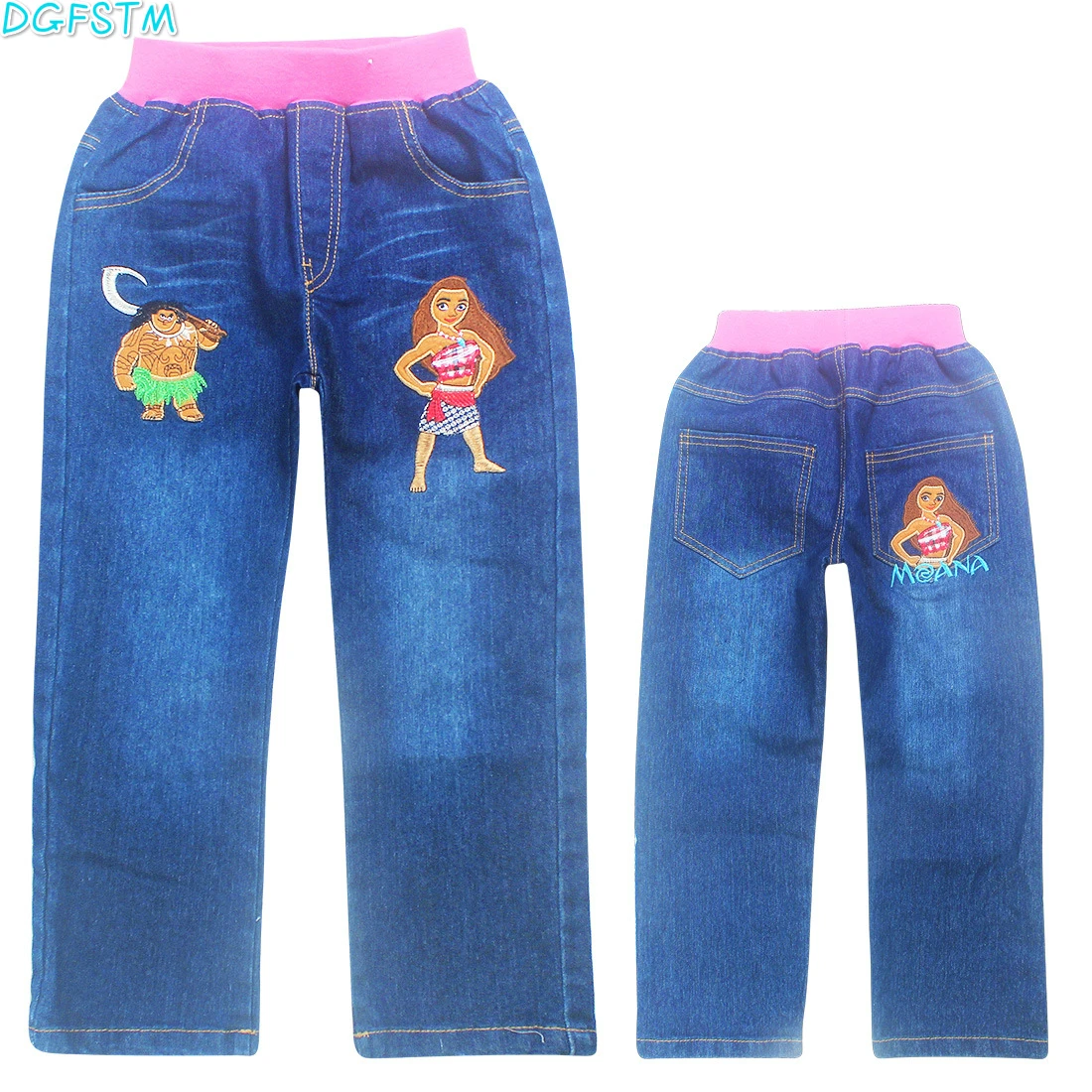 

2017 Hot Girls Jeans Moana pokemon trolls Print Soft Denim Cotton Pants For Girl Trousers Children Clothing Infant Autumn Pant