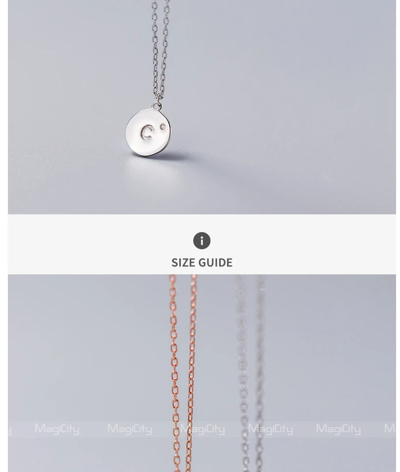 2018 Fashion 100% 925 Sterling Silver Jewelry Round Customize Letter Pendant Short Chain Necklace For Women Cute Gift Girls Lady (3)