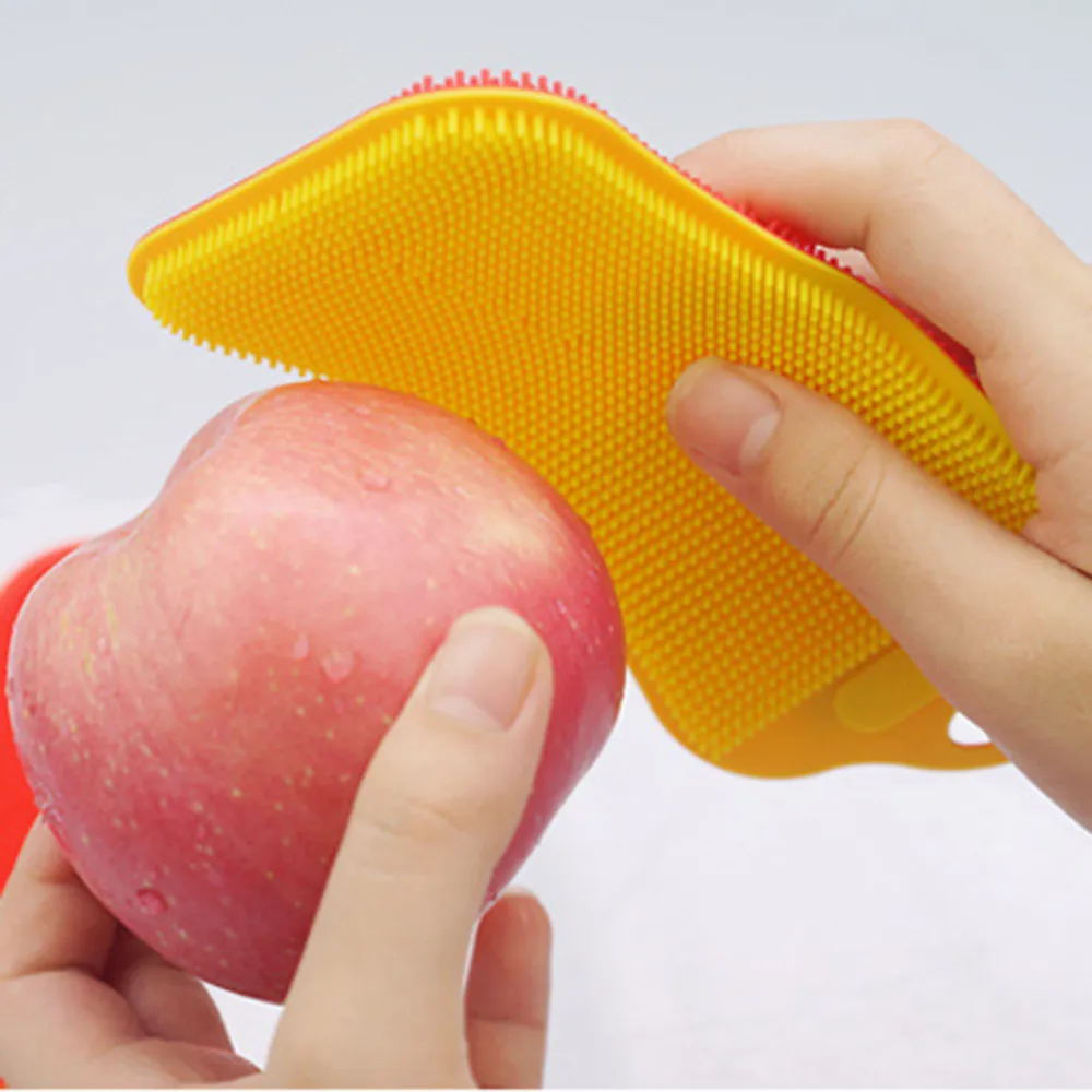 Keukenhulpjes antibacteriano silicona limpieza cepillo Pad Dish Fruit Scrubber cocina Clean herramienta Pincel de limpieza hogar