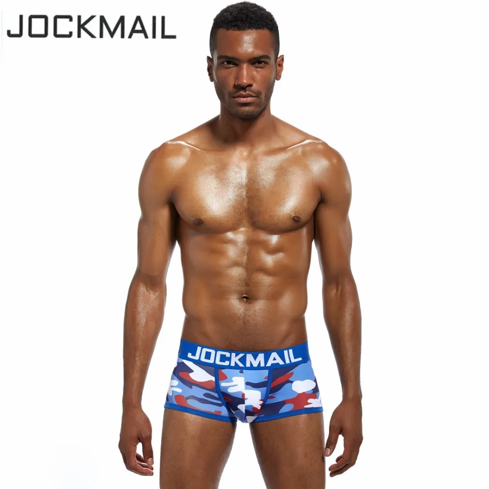 Бренд jockmail Боксер мужские сексуальные камуфляжные мужские шелковое нижнее белье с принтом Дышащие Боксеры cuecas masculina de marca Боксеры Шорты