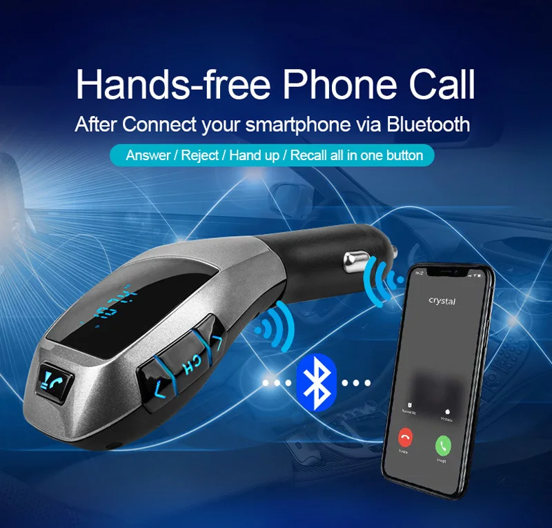 Bluetooth громкой связи беспроводной Авто FM передатчик модулятор G7/aux автомобильный