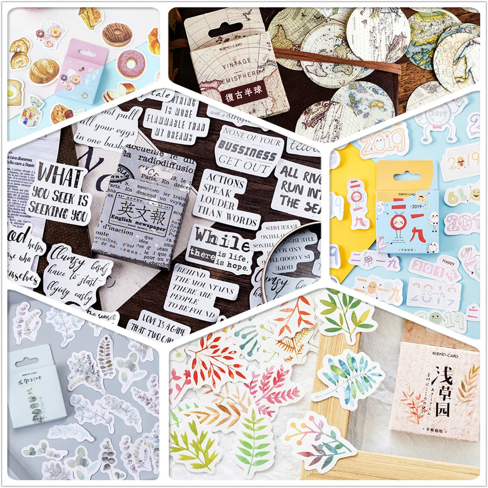 

1 Box Custom Stickers Card Photo Album Scrapbook Diary Retro Scrapbook Decoration Travel Sticker School Supplies Journal Sticker