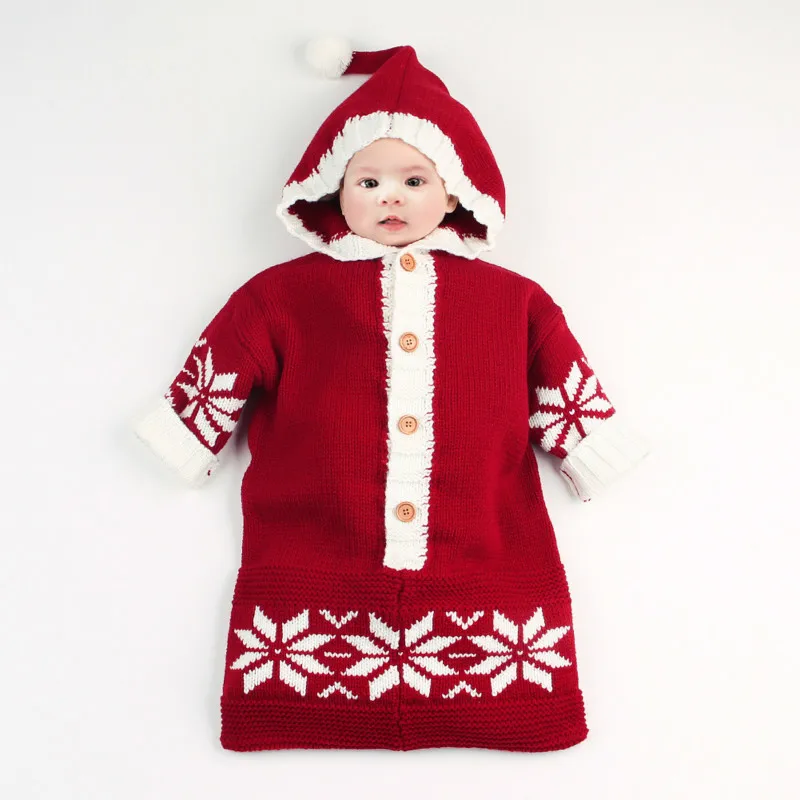 

Winter Knitted Baby Sleeping Bag For Stroller Warm Blanket Newborn Sleep Sack Crochet Infant Kids Swaddle Wrap Toddler Sleepsack