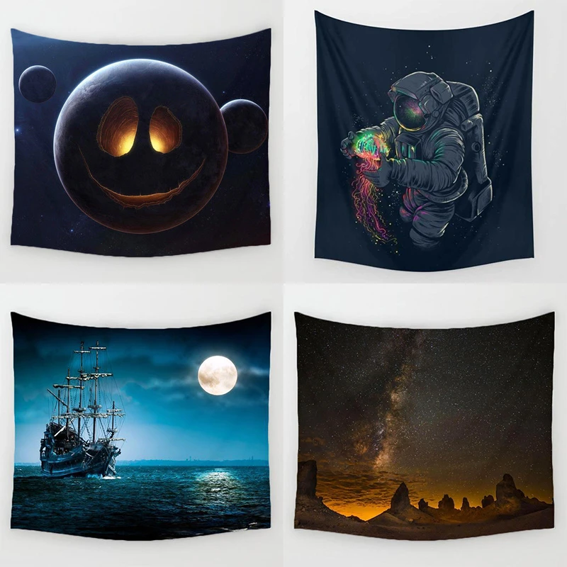 

Space Astronaut Mandala Tapestry Wall Hanging Hippie Boho Decor Psychedelic Moon Tapestry Nature World Map Wall Cloth Tapestries
