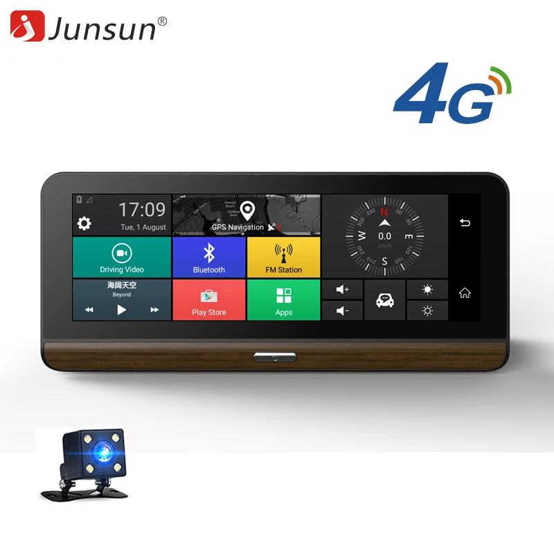 Junsun Автомобильный dvr камера 4 г поддерживается плюс 7 80 &quotAndroid 5 1 gps регистратор на