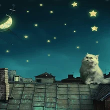 Кошка на крыше, ночные звезды в небе, настенные рулоны, 3D обои для стен, гостиной, стены для фото, покраска, мода для дома