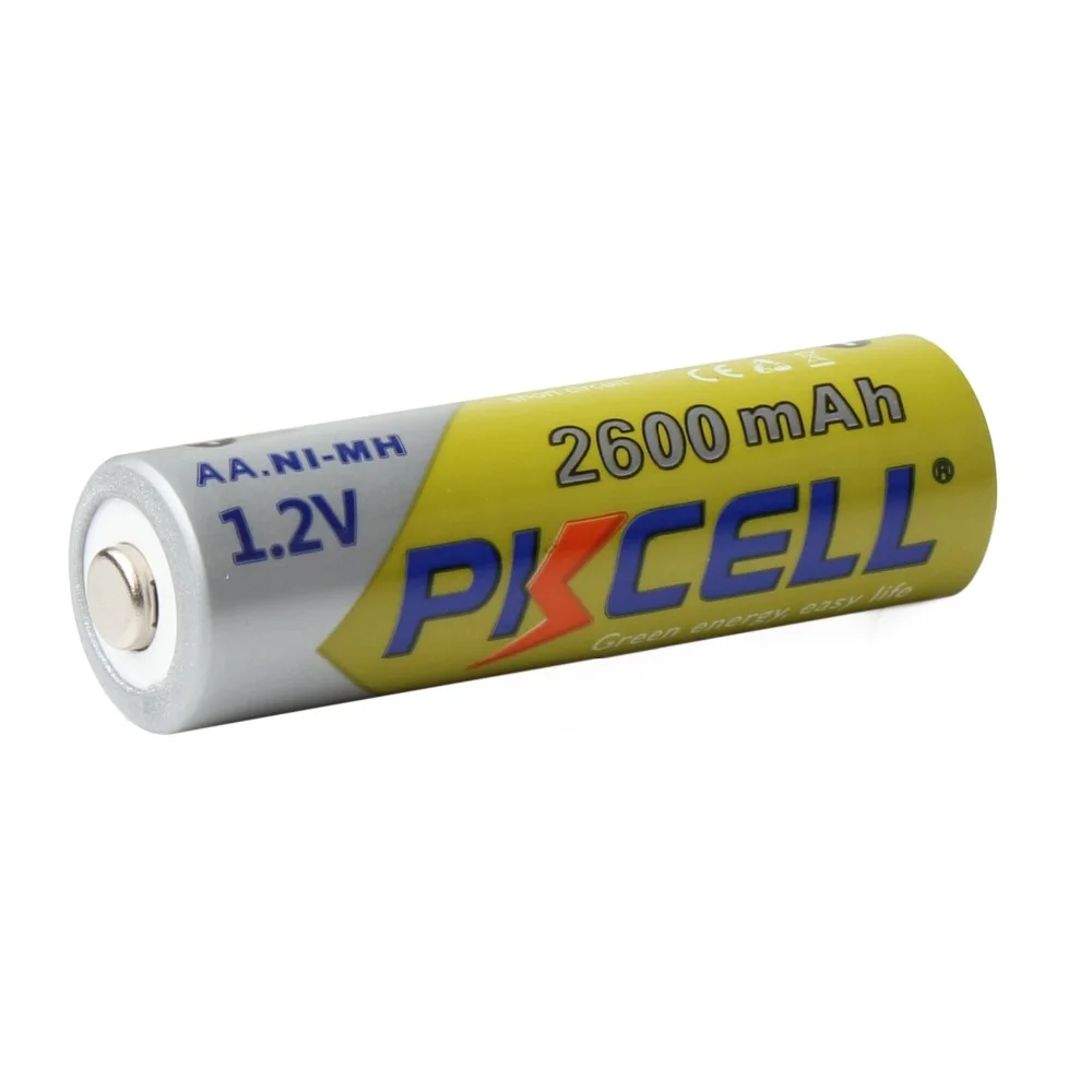 4 x батареи PKCELL AA Ni-MH 2600Mah 1,2 V AA аккумуляторные батареи 2A Bateria Baterias с 1 отсеком для хранения батареи