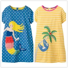 Vidmid детский платье из хлопка в стиле принцессы вечерние Костюмы; платья для девочек; Детские футболки с короткими рукавами Костюмы платья в полоску для девочек