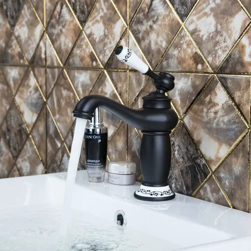 

New Arrive Single/Ceramic Handle Basin Torneira Bathroom Oil Rubbed Black Bronze 97104 Deck Mount Sink Vanity Tap Mixer Faucet
