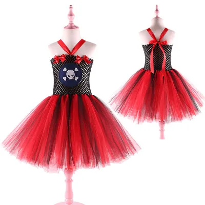 Маскарадный костюм пирата для девочек от 1 года до 12 лет, платье-пачка костюм пирата костюм для ролевых игр из аниме-фильма Copslay праздничный подарок - Цвет: red