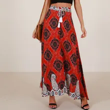 Летние юбки женские большие размеры в стиле бохо с высокой талией повседневные пляжные Цветочные Bodycon винтажная длинная юбка Женская Макси юбка пляжная юбка