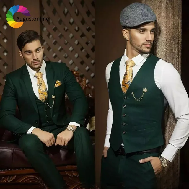$US $129.99 Dark Hunter Green Men Suits Wedding Suits Blazer Custom Made Slim Fit Formal Groom Tuxedo Best Man Prom Terno Masculino 3 Pieces