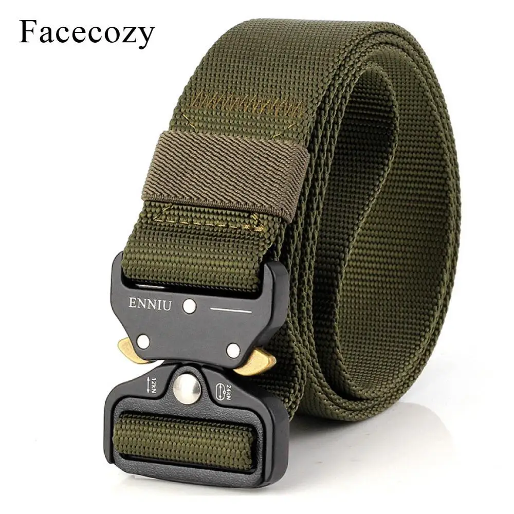 Facecozy, военный тактический нейлоновый пояс, поясные ремни, для активного отдыха, походов, боевой безопасности, многофункциональный тренировочный пояс - Цвет: Army Green Belt