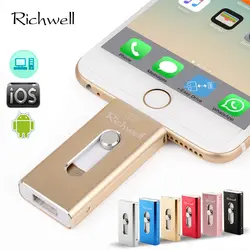 Richwell OTG USB 2,0 Флешка 8 ГБ 16 ГБ 32 ГБ Ручка-накопитель 64 ГБ 128 ГБ для iPhone X/8/7/7plus/6s/6s Plus/6/6 S Plus/5/SE/ipad