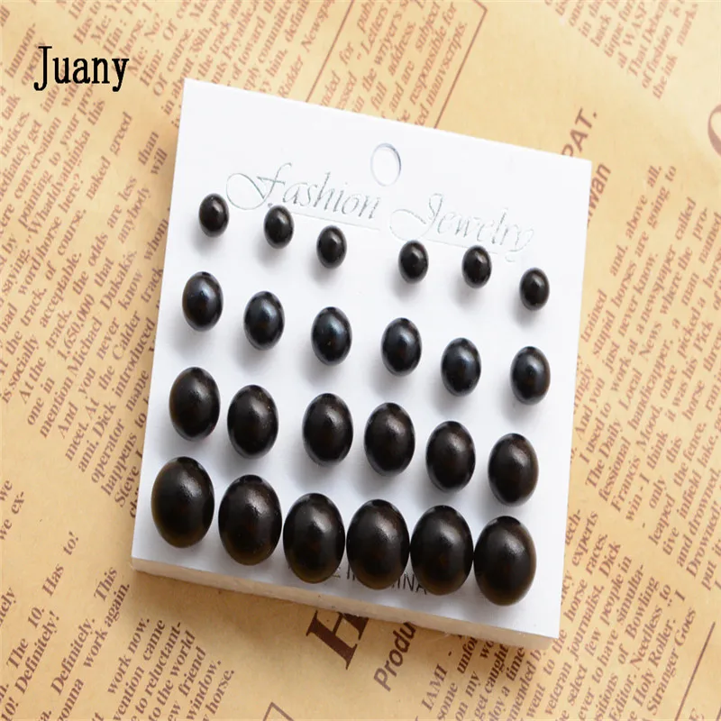 cheap stud earring 12 pcs simulated prearl earrings for women fashion stud earring04