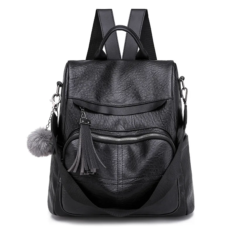 ZMQN женские рюкзаки для, рюкзак из мягкой искусственной кожи, рюкзак для путешествий, светильник, сумка для книг, сумки через плечо, школьные сумки для девочек-подростков A126 - Цвет: Black
