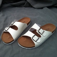 Повседневное Дизайн бренд Для мужчин без каблука Обувь Пробковые сандалии одноцветное Цвет Нескользящие пляжные сандалии Сланцы мужские летние туфли Тапочки на корковой подошве