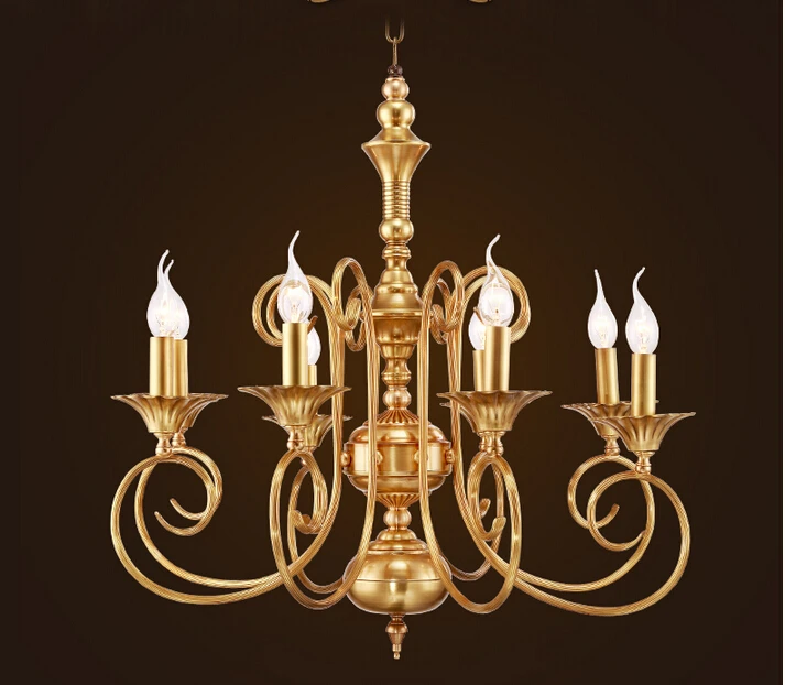 8L D650mm H750mm Nordic Brass Pendant Chandelier Lights Copper Lamp