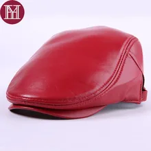 Горячая распродажа Женские шапки из натуральной овечьей кожи, женские шапки из натуральной овечьей кожи, регулируемые весенние Модные Повседневные Головные уборы красного и черного цвета