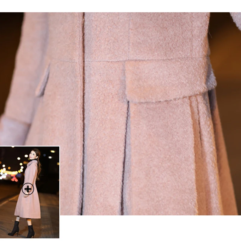 Lf764 Laine D'hiver Haute Élégant De Wool Nouvelle Veste Long 2018 Mélange Mince Femme Qualité Cachemire Vestes Manteau Coat Femmes Manteaux Cardigan Pink E8wUSqC