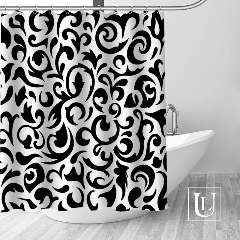 Black and White Pattern Shower Curtains Custom Design Creative Shower