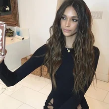 Fashion women Split ends sexy round neck Splice zipper Long Sleeves Hollow-out Solid color Polyester Mini Dress