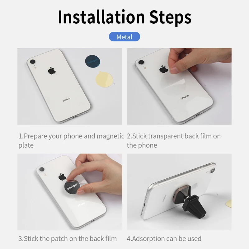 Магнитный автомобильный держатель для телефона Essager, металлическая пластина, магнитное крепление на диск, кожа и матальная пластина, железные листы для мобильного телефона, держатель, подставка
