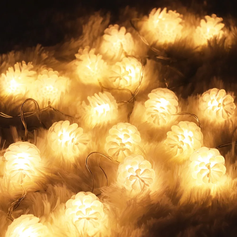 

2M 3M 5M 20 LEDs Christmas Lights Pinecone Garland Led String Light For New Year Holiday Home Party Decoration EU Plug JQ
