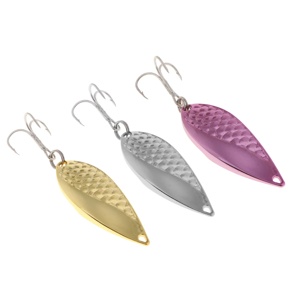 Metal Spoon Fishing Lures 15g Baits Treble Hook Fishing Tackle for Trout Bass Pike Walleye Salmon