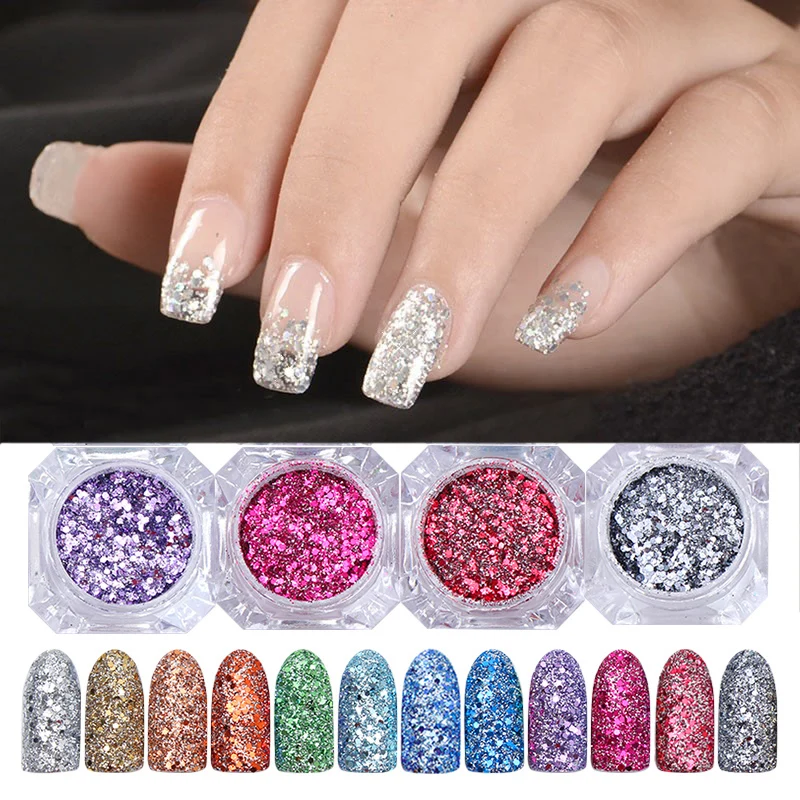 

5g Shining Shimmer Nail Glitter Powder Glitter Pink Gold Red Silver Colorful Nail Art Decorations