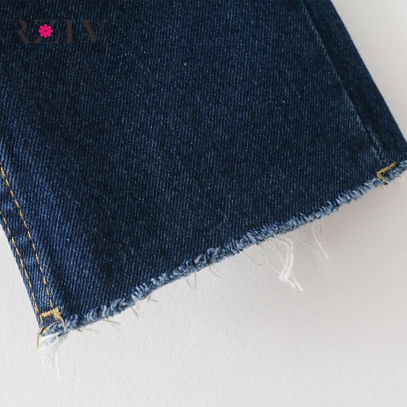 RZIV winter jeans woman boyfriend beading decoration solid color mom jeans denim pants