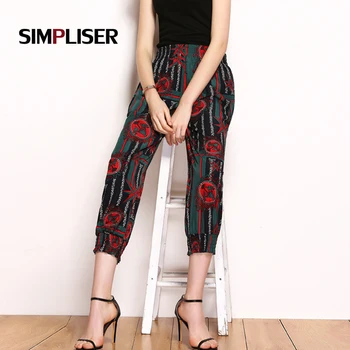 

SIMPLISER 2018 Women Harem Pants Female Large Size 5XL Trousers Floral Prints Femme Pantalon Green Soft Women Trousers