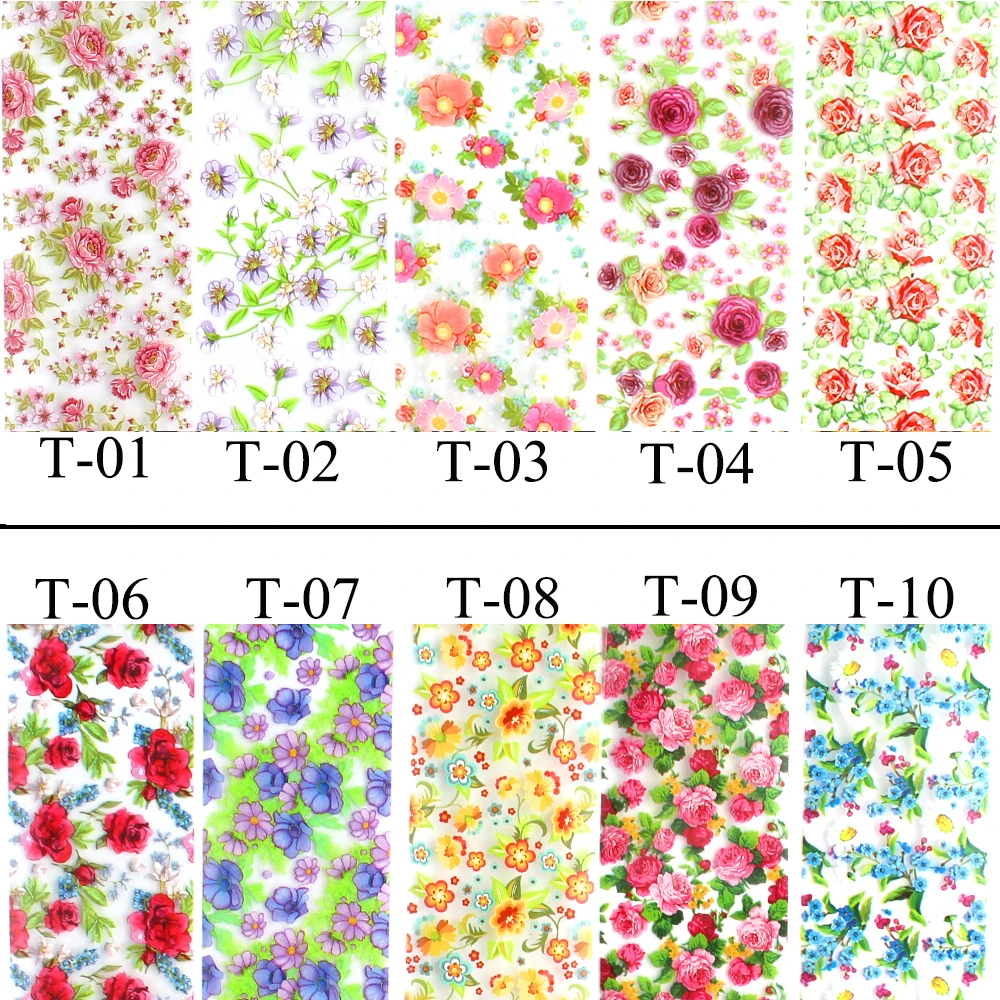 10 шт., Переводные фольга для дизайна ногтей, наборы для ногтей, слайдеры, смешанные наклейки с цветами, наклейки для маникюра, Декорации для ногтей