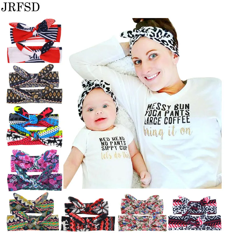 JRFSD милый DIY повязка на голову, 9 цветов, Эластичный Бант, лента для волос, мягкая детская/мама, повязка для волос, Детские аксессуары для волос, BM-01