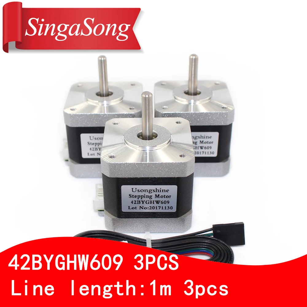 

3PCS.Best Selling! 4-lead Nema 17 Stepper Motor 42BYGHW609 56oz-in 38mm 1.5A CE ROSH ISO CNC Laser Grind Foam Plasma Cut